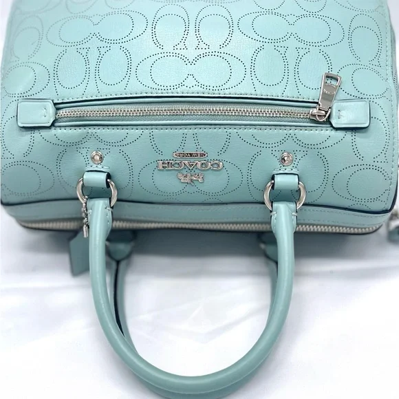 COACH Signature Perforated Leather Rowan Satchel Bag